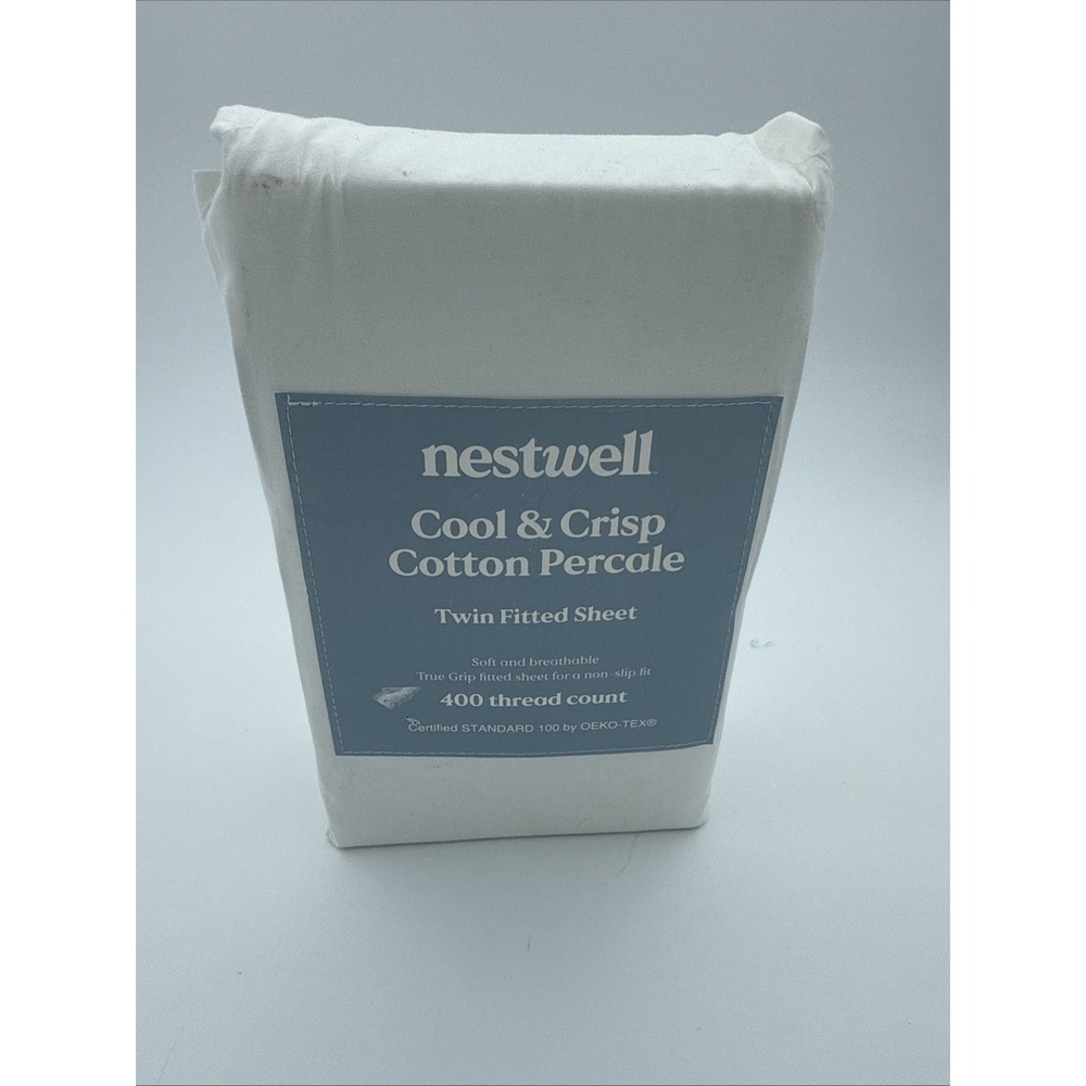 Nestwell Cool & Crisp Twin white fitted 400 Thread count sheet New in package